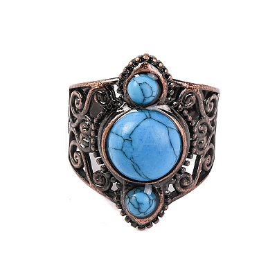 Synthetic Turquoise Retro Finger Rings RJEW-B067-01R-22-1