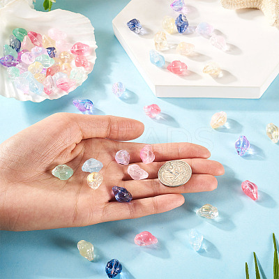 66Pcs 11 Colors Transparent Spray Paint Glass Beads GLAA-TA0003-18-1
