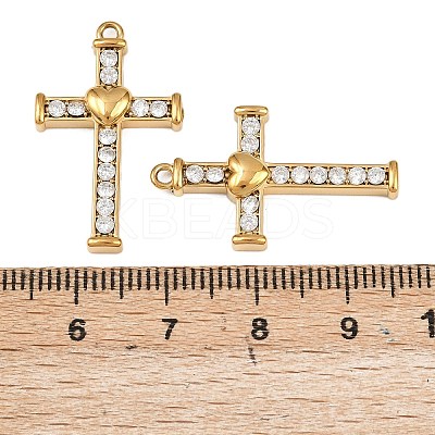 304 Stainless Steel Micro Pave Cubic Zirconia Pendants STAS-A132-04C-G-1