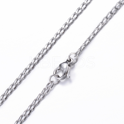 Non-Tarnish 304 Stainless Steel Curb Chain Necklaces LS-NJEW-K099-04P-1