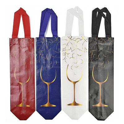 Non-Woven Reusable Folding Wine Bottle Gift Bags with Handle ABAG-C012-06-1