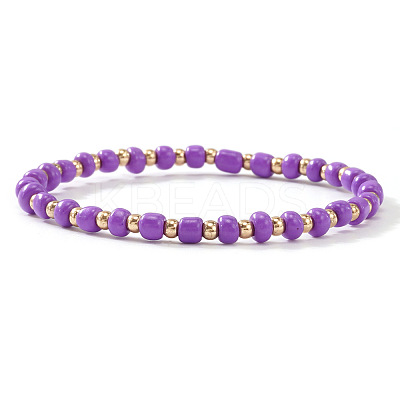 Plastic & Brass Beaded Stretch Bracelet for Women JP1152-4-1