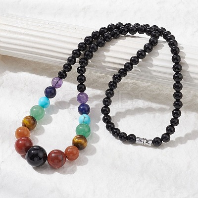 Natural Mixed Gemstone Graduated Beaded Necklace NJEW-JN04483-1