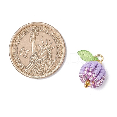 Glass Seed Beaded Berry Fruit Pendants PALLOY-MZ00729-03-1