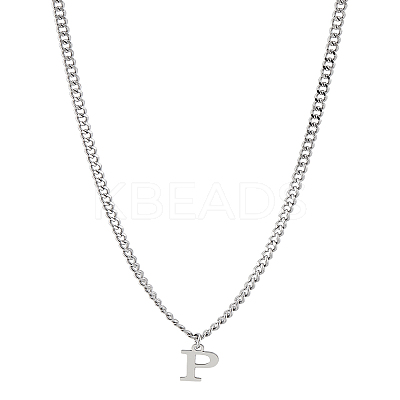 1Pc 304 Stainless Steel Letter Pendant Necklaces NJEW-LP0001-33P-P-1