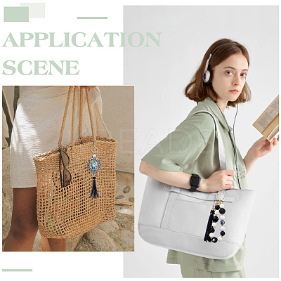 DIY PU Leather Tassels Keychain Kits DIY-SC0026-20B-1