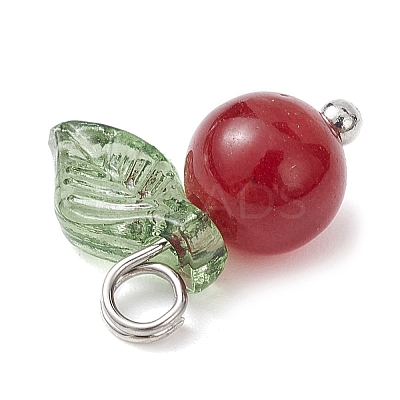 Natural Dyed White Jade Fruit Charms PALLOY-JF02431-04-1