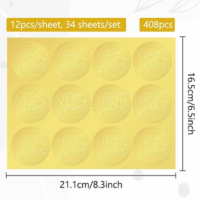 34 Sheets Self Adhesive Gold Foil Embossed Stickers DIY-WH0509-008-1