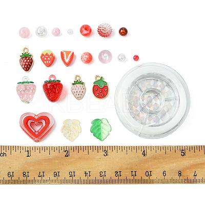 Acrylic Beads with ABS Plastic Imitation Pearl Beads with Alloy Enamel Pendants with Strong Stretchy Beading Elastic Thread Set DIY-FS0007-55-1