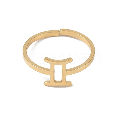 Real 18K Gold Plated 304 Stainless Steel Adjustable Finger Ring LS-RJEW-L115-01G-06-1