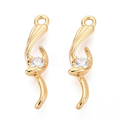 Brass Micro Pave Clear Cubic Zirconia Pendants KK-T078-01G-07-1