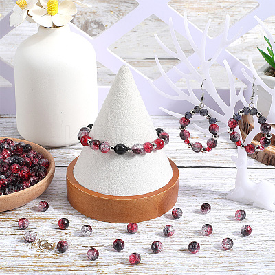 300Pcs Transparent Crackle Acrylic Beads CACR-SP0001-01C-1