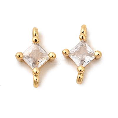 Brass Pave Clear Cubic Zirconia Connector Charms KK-P340-07A-G-1