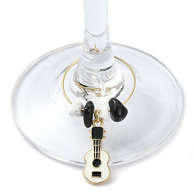 Music Theme Alloy Wine Glass Charms AJEW-JO00245-1