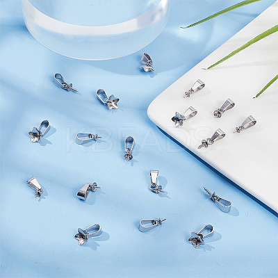 50Pcs 5 Style 201 Stainless Steel Screw Cup Pearl Peg Bails Pin Pendants DIY-AB00038-1