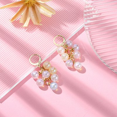 Acrylic Round Cluster Dangle Leverback Earrings EJEW-JE05283-1