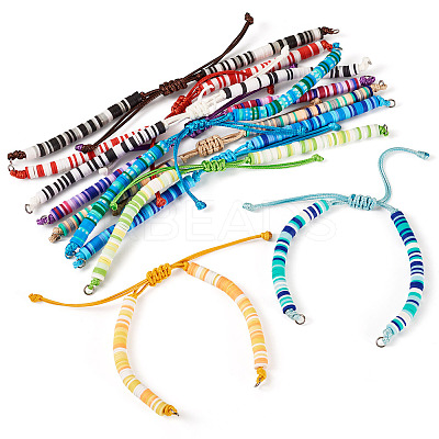 10Pcs 10 Colors Handmade Polymer Clay Adjustable Heishi Bracelet Making AJEW-TAC00053-1