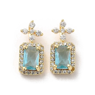Brass Micro Pave Cubic Zirconia and Glass Pendants KK-H455-20G-1
