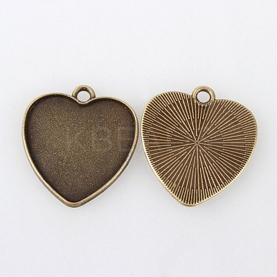 Vintage Tibetan Style Alloy Heart Pendant Cabochon Settings X-TIBEP-M018-145AB-NF-1