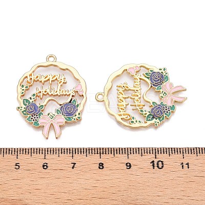 Rack Plating Alloy Enamel Pendants ENAM-N056-370KCG-03-1