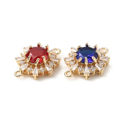 Brass K9 Glass Connector Charms KK-C024-34KCG-1
