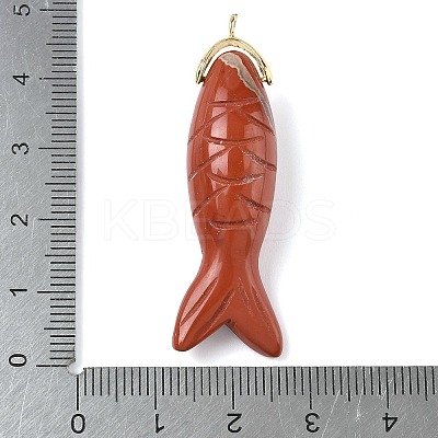 Natural Red Jasper Carved Pendants G-P599-07G-05-1