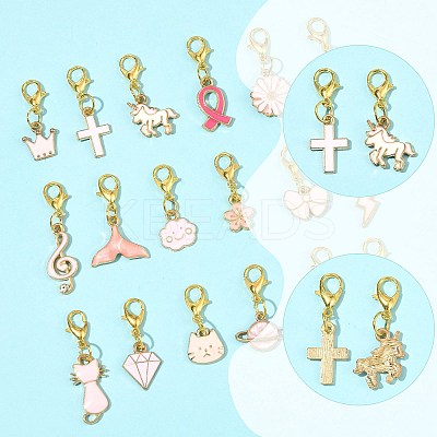 20Pcs 20 Styles Alloy Enamel Pendant Decorations HJEW-FS00048-1