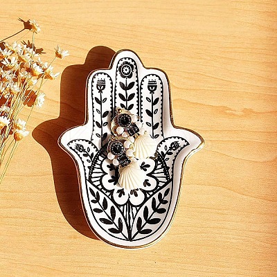 Porcelain Hamsa Hand  Jewelry Tray PW-WG44C07-01-1