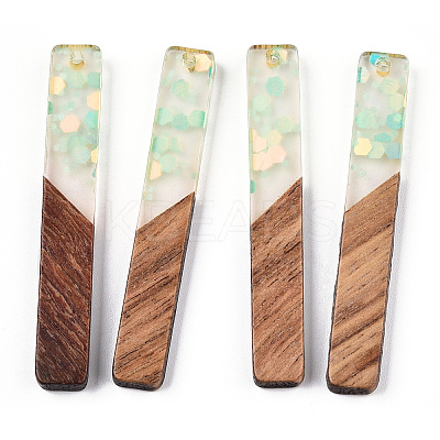 Transparent Resin & Walnut Wood Big Pendants LS-WOOD-G018-12E-1