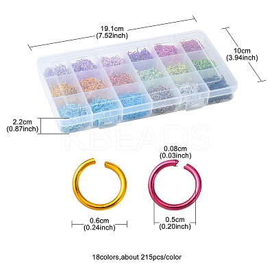 36G 18 Colors Aluminum Wire Open Jump Rings FIND-FS0001-82-1