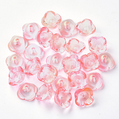 4-Petal Transparent Spray Painted Glass Bead Caps LS-X-GGLA-S054-009B-03-1