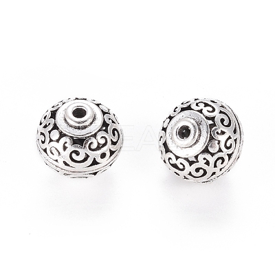 Brass Hollow Beads KK-I394-AS-1