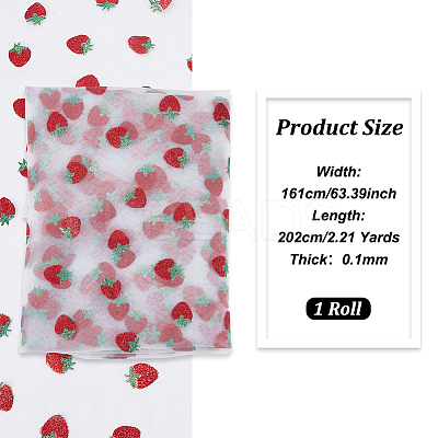 Strawberry Pattern Sequin Mesh Nylon Lace Fabric DIY-WH0453-03-1
