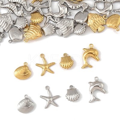 36Pcs 12 Styles Ocean 304 Stainless Steel Pendants STAS-FS0001-95-1