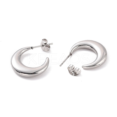 Non-Tarnish 304 Stainless Steel Crescent Moon Stud Earrings for Women EJEW-F280-05C-P-1