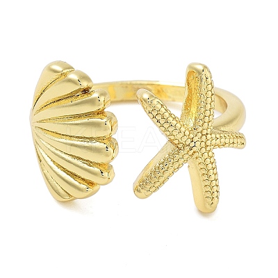 Brass Open Cuff Rings for Women RJEW-Z072-02G-04-1
