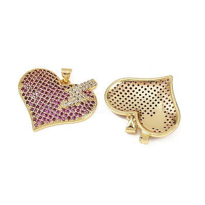 Brass Micro Pave Cubic Zirconia Pendants KK-S526-31G-1