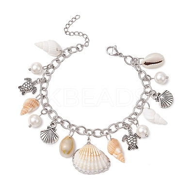 304 Stainless Steel Cable Chains Charm Bracelets BJEW-TA00585-1