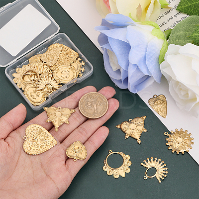 20Pcs 10 Style Brass Pendants KK-CA0002-35-1
