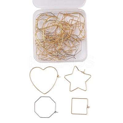 40Pcs 4 Styles Brass Hoop Earring Findings KK-BC0002-39-1