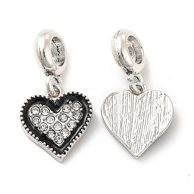 Rack Plating Alloy Black Enamel European Dangle Charms PALLOY-P289-10P-1