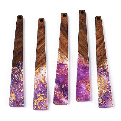 Transparent Resin & Walnut Wood Big Pendants RESI-N039-68F-1