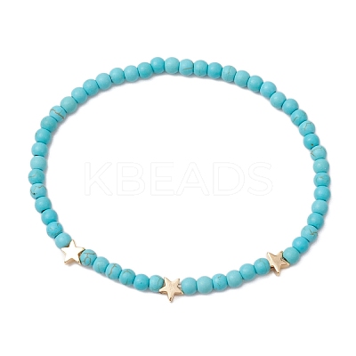 Dyed Synthetic Turquoise Beads Stretch Bracelets for Women Men BJEW-JB11311-03-1