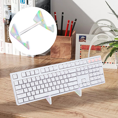 1-Tier Acrylic Keyboard Display Stands with Platinum Plated Iron Supports ODIS-WH20015-06A-03-1