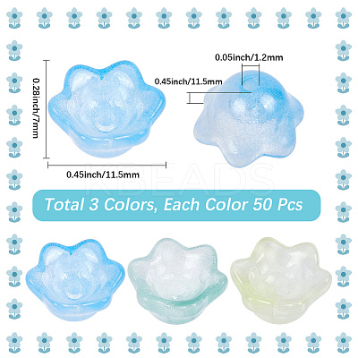 150Pcs 3 Colors Transparent Two Tone Spray Painted Glass Beads GLAA-LT0001-04C-1