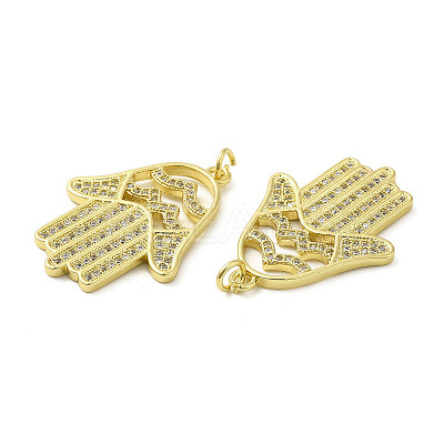 Rack Plating Brass with Cubic Zirconia Pendants KK-Q784-14G-1
