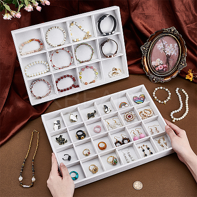 2Pcs 2 Styles MDF Jewelry Trays for Earrings Rings Necklaces ODIS-PH0001-85A-1