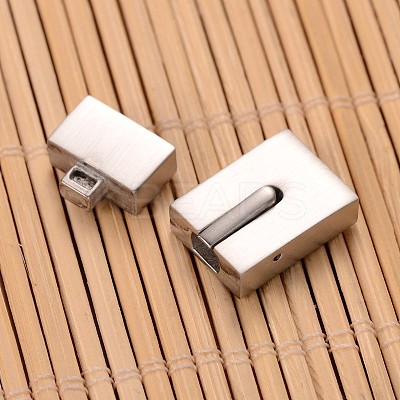 Tarnish Resistant Matte 304 Stainless Steel Rectangle Magnetic Clasps STAS-I045-04B-1