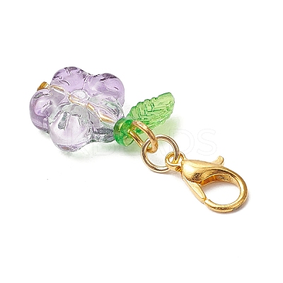 Flower Glass Pendant Decorations HJEW-JM03336-1