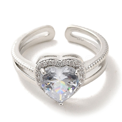 Brass Micro Pave Cubic Zirconia Rings for Women RJEW-E295-16P-1